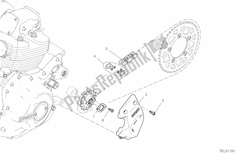 Todas as partes de Roda Dentada Dianteira - Corrente do Ducati Scrambler Cafe Racer Thailand USA 803 2019